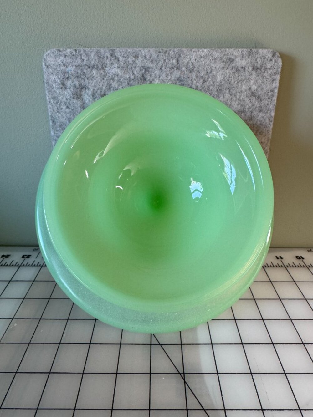 Mosser Jadeite Glass Pedestal Cake Stand Plain & Simple Green Jadite - Picture 7 of 12